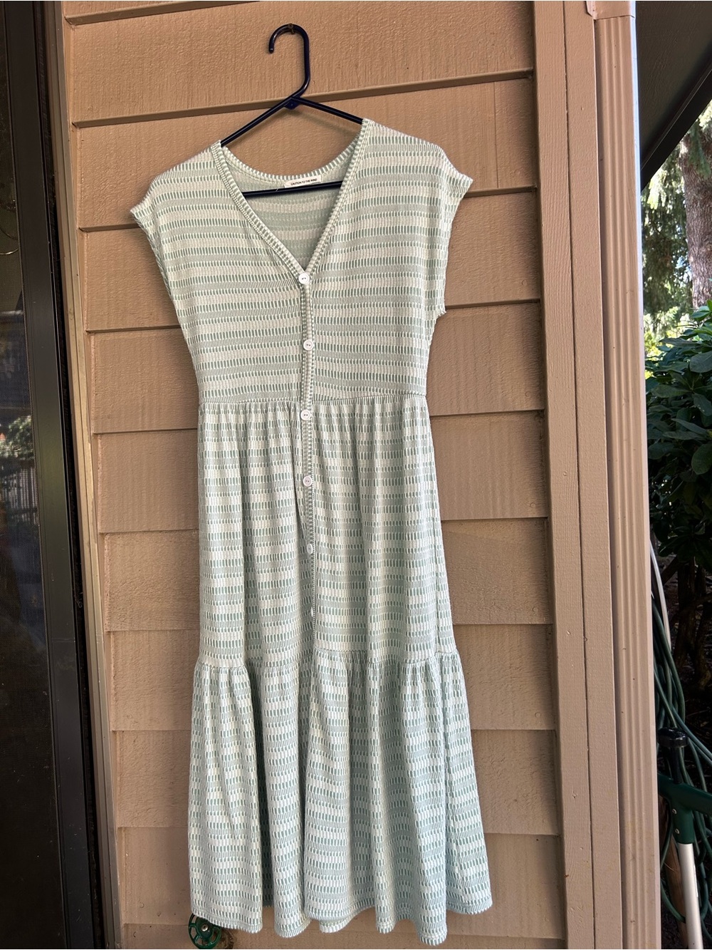 Caution To The Wind Mint Green Button-Front Knit Midi Dress